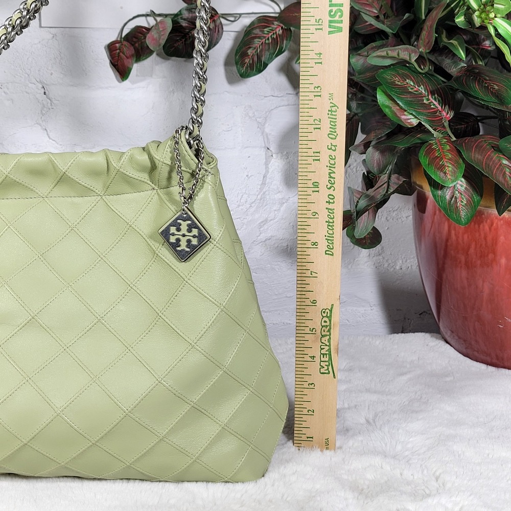 Tory Burch Light Green Quilted Tote - Picture 9 of 9